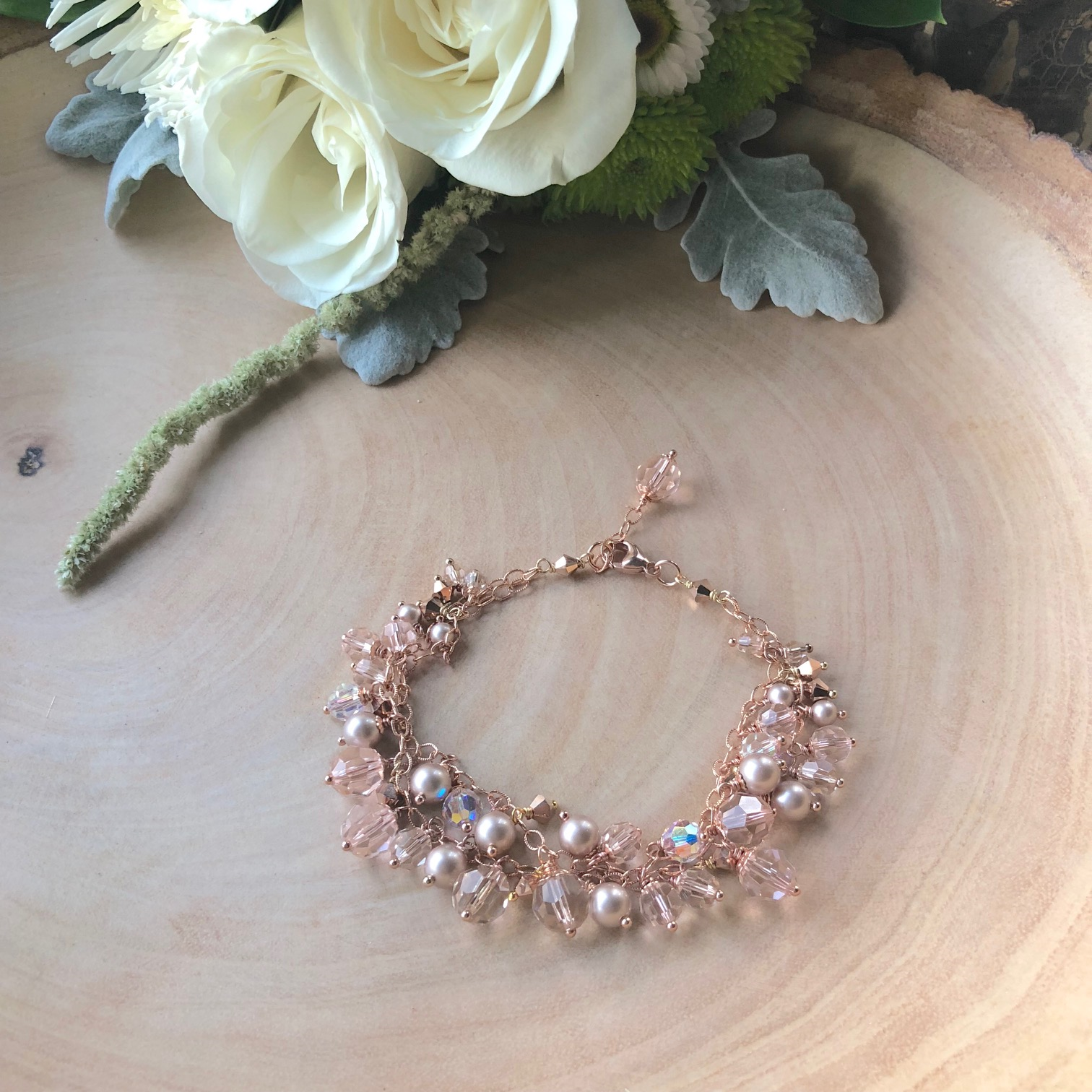 Bridal Tennis Bracelets | Dainty Round Crystal Rose Gold Bracelet – AMYO  Bridal